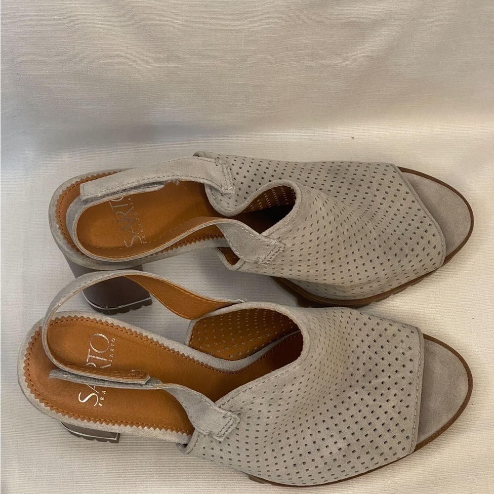 Franco Sarto Analise Gray Suede Heeled Sandal Size 8 Medium - Picture 3 of 11